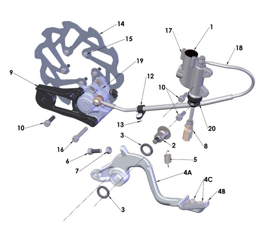 CALIPER ASSY - 50 REAR - CARD 2 PISTON - ALUMINUM ORG