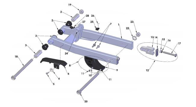 SWINGARM - BLACK - WELDED ASSY - CM/P3 2017