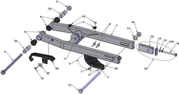 2017 Cobra 50FWE Parts – Swingarm Assembly