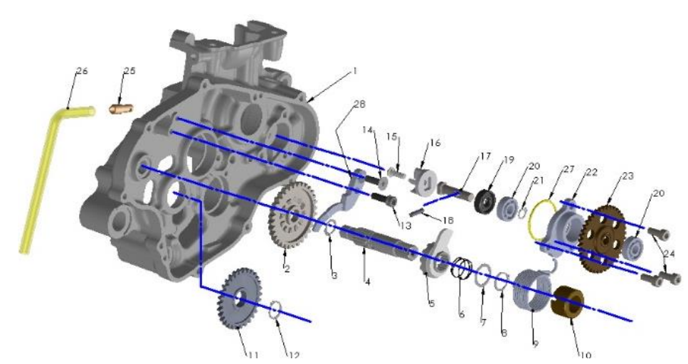 2017 Cobra CX65 Parts – Engine – Kick Mechanism & Water Pump