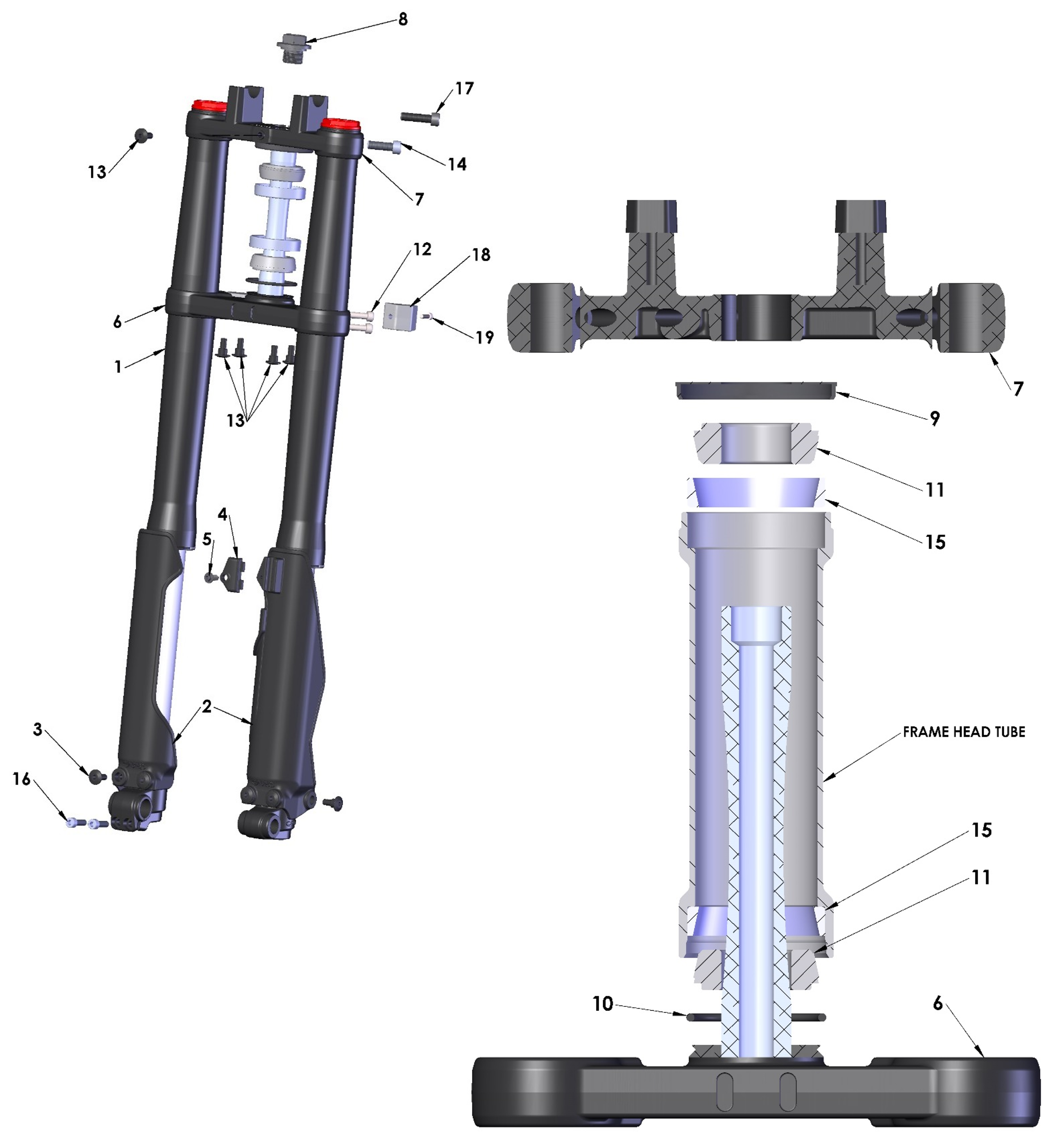 2023 CX5E Parts – Front Forks and Triple Clamp