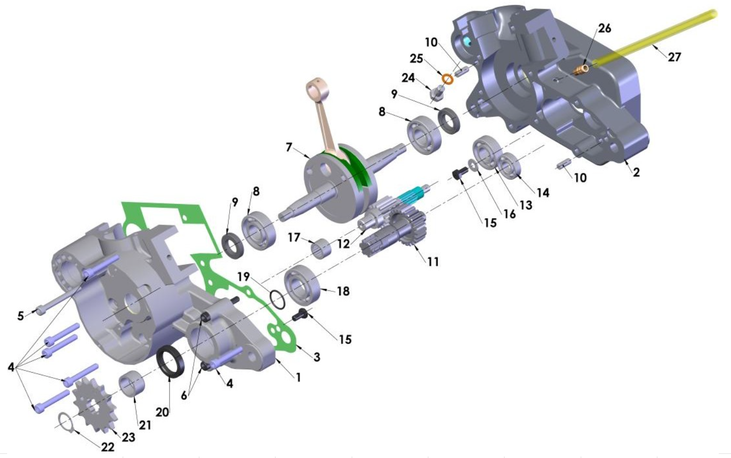 2014 Cobra 50SR (King) Parts – Engine – Bottom End and Transmission