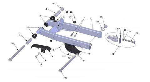 2022 CX50JR Parts – Swingarm Assembly