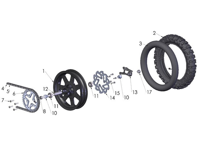 Rear Wheel W/bearings – Black Anodize