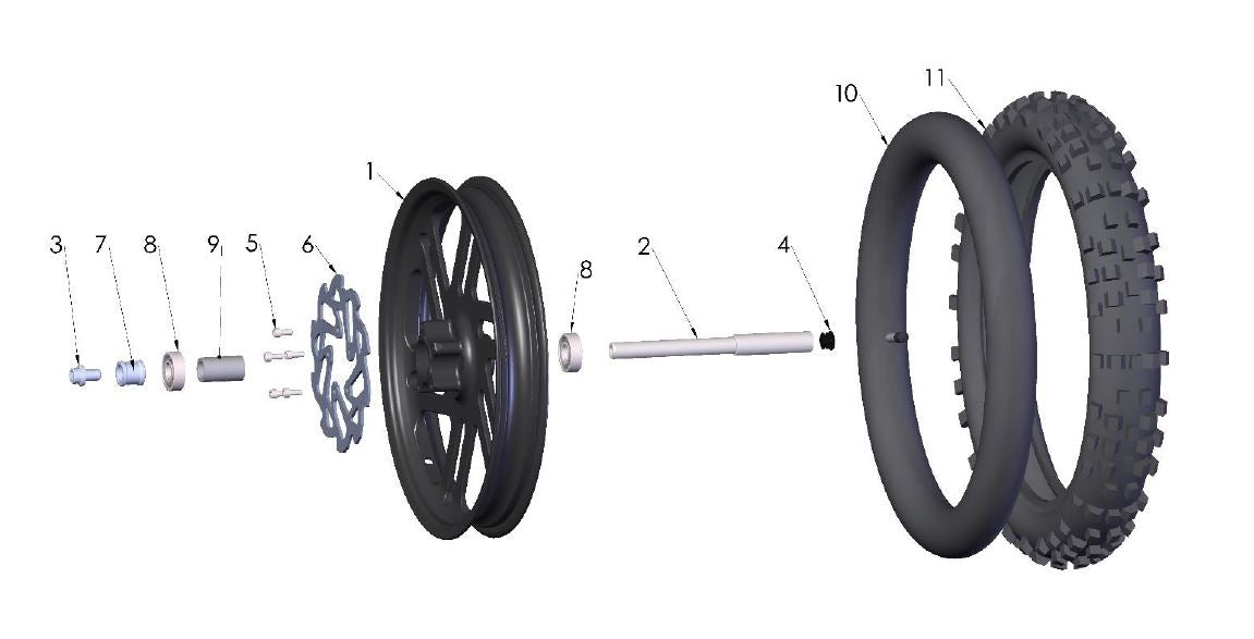 Wheel with bearings spoke style – black anodize